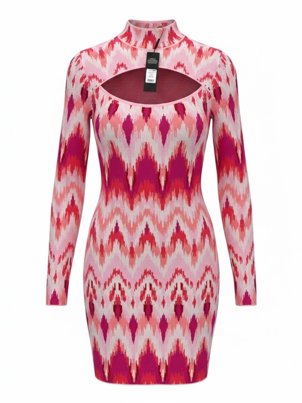 Fashion Nova Pink Abstract Sierra Sweater Bodycon Mini Dress NWT 1X